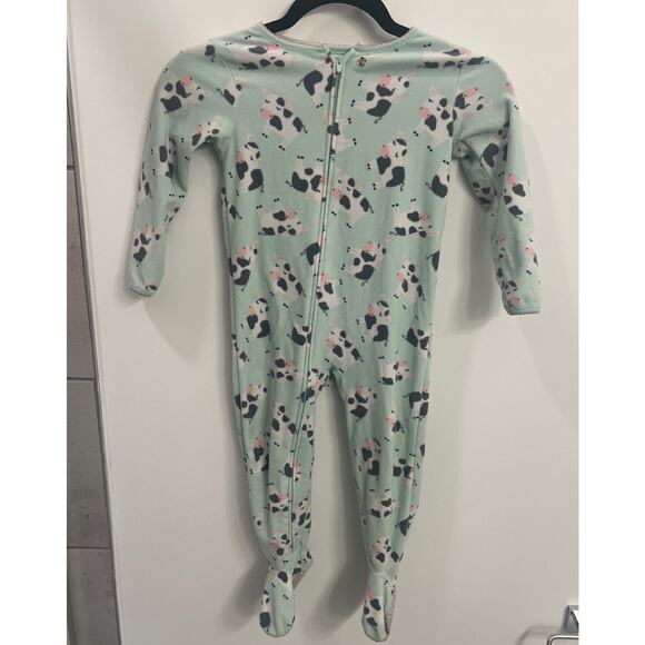 Just One You by Carter's Dairy Cow Print Full Zip Footed Pajama Sleeper, Size 3T - Picture 4 of 9
